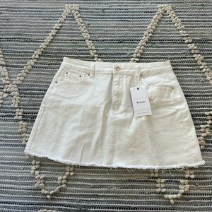White Denim Mini Skirt